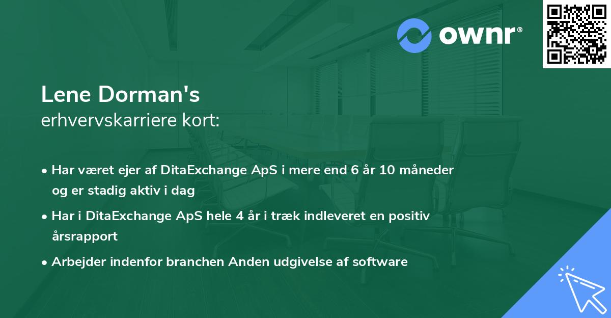 Lene Dorman's erhvervskarriere kort
