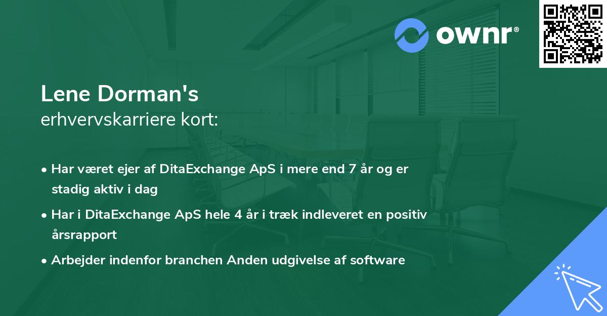 Lene Dorman's erhvervskarriere kort