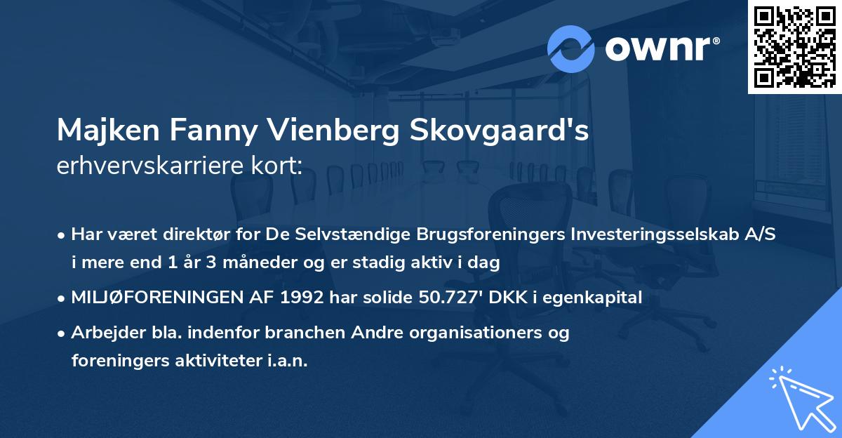 Majken Fanny Vienberg Skovgaard's erhvervskarriere kort
