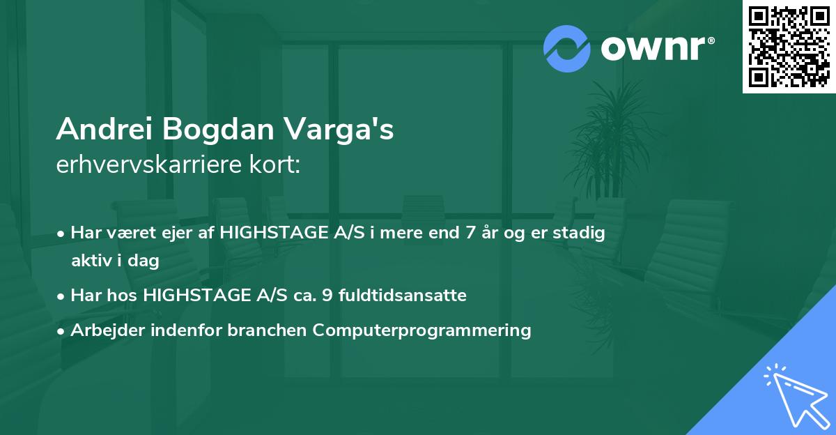 Andrei Bogdan Varga's erhvervskarriere kort