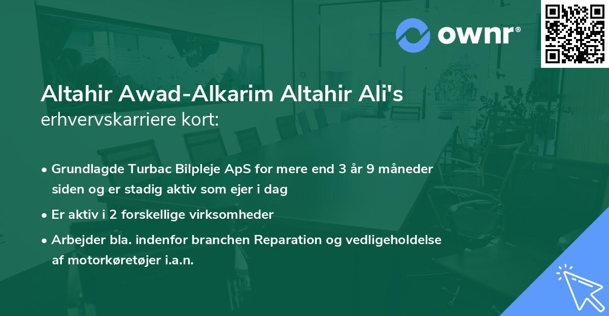 Altahir Awad-Alkarim Altahir Ali's erhvervskarriere kort