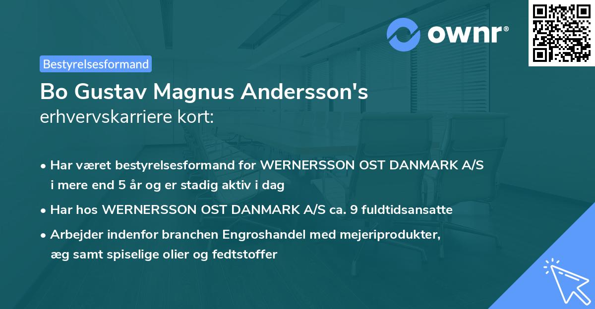 Bo Gustav Magnus Andersson's erhvervskarriere kort