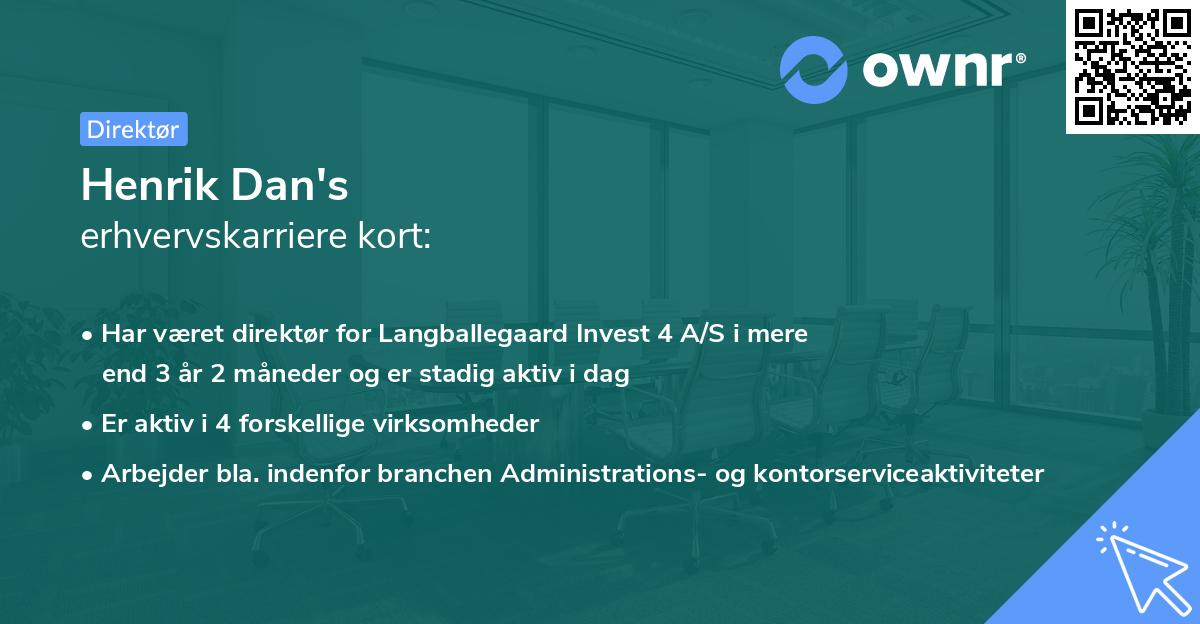 Henrik Dan's erhvervskarriere kort