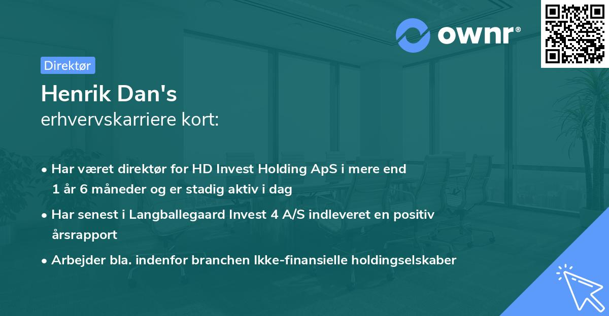 Henrik Dan's erhvervskarriere kort