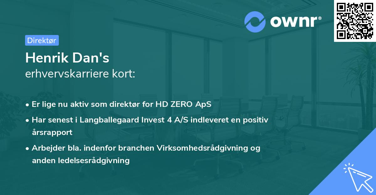 Henrik Dan's erhvervskarriere kort