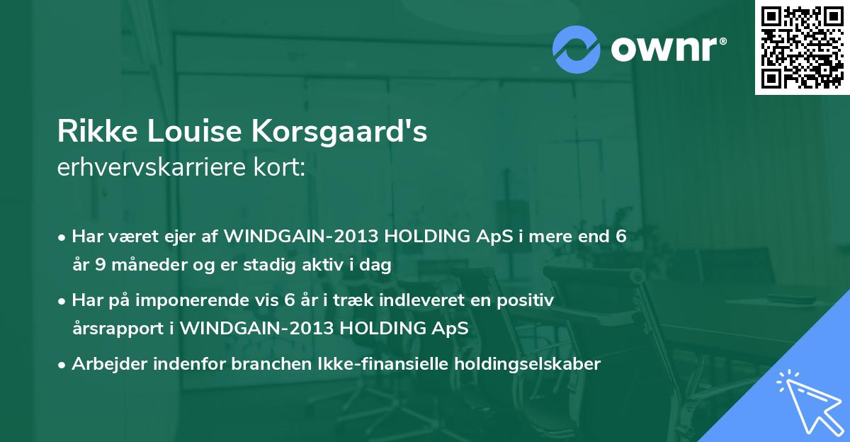 Rikke Louise Korsgaard's erhvervskarriere kort