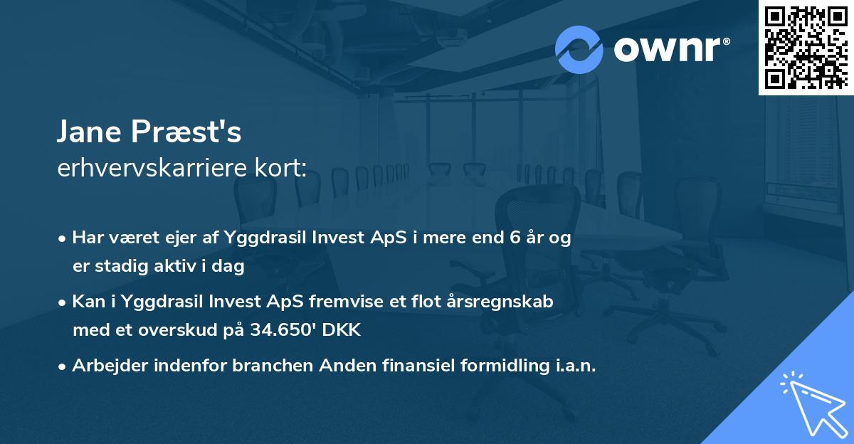 Jane Præst's erhvervskarriere kort