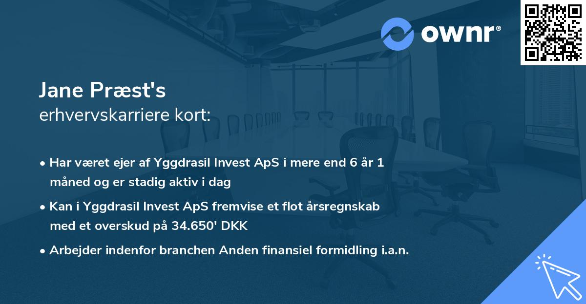 Jane Præst's erhvervskarriere kort