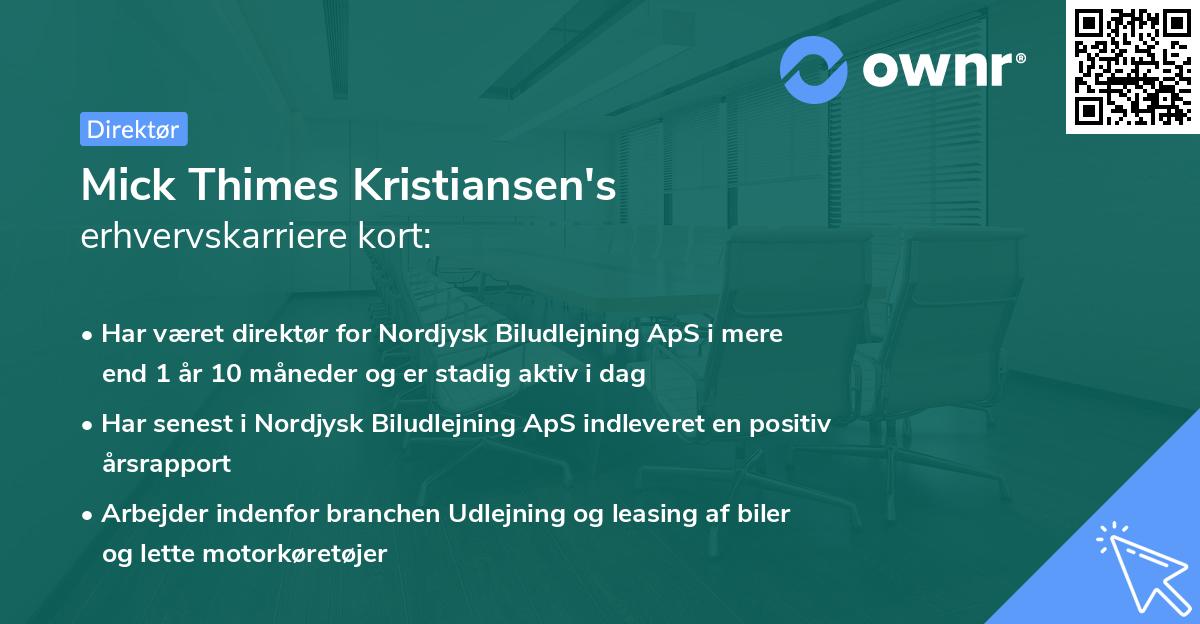 Mick Thimes Kristiansen's erhvervskarriere kort