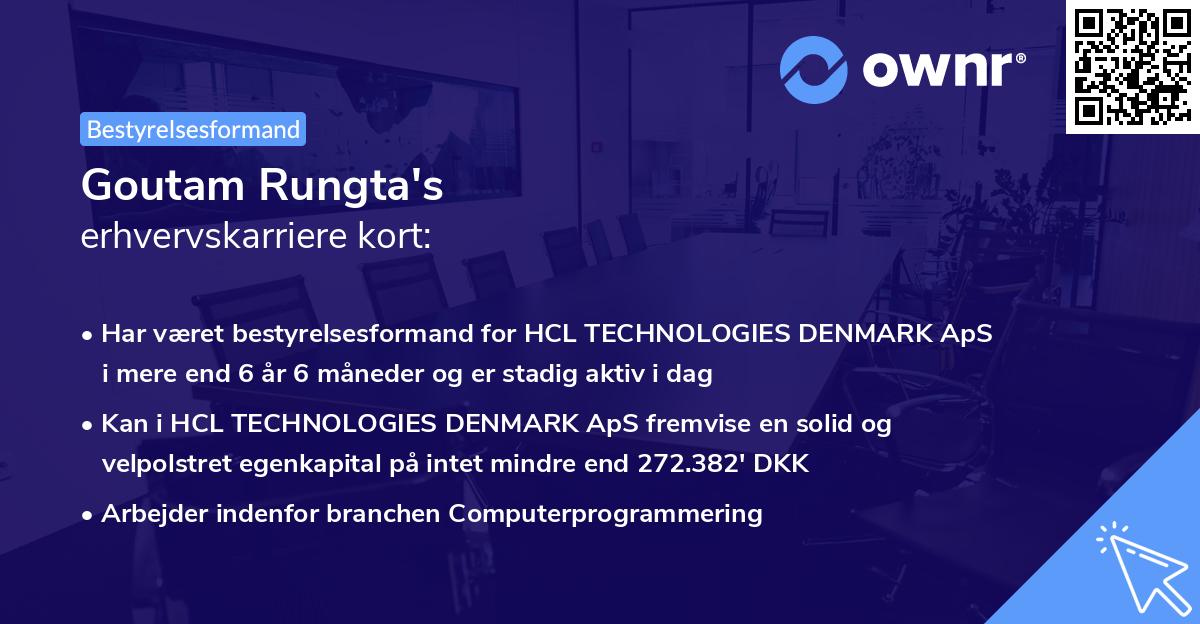 Goutam Rungta's erhvervskarriere kort