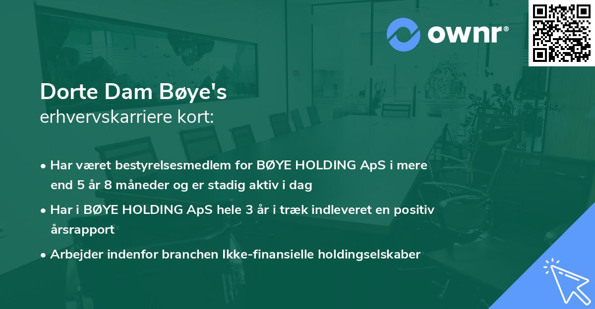 Dorte Dam Bøye's erhvervskarriere kort