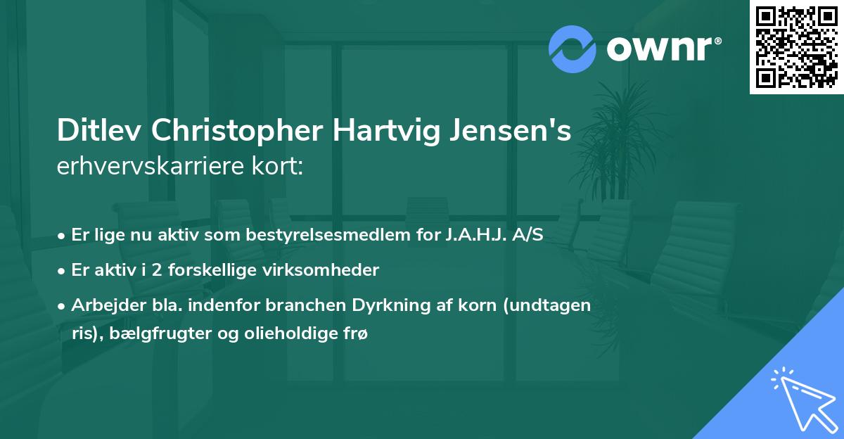 Ditlev Christopher Hartvig Jensen's erhvervskarriere kort