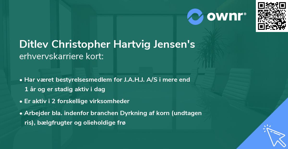 Ditlev Christopher Hartvig Jensen's erhvervskarriere kort