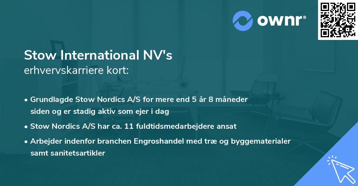 Stow International NV's erhvervskarriere kort