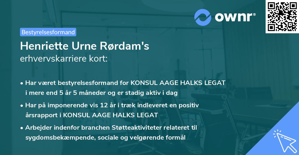 Henriette Urne Rørdam's erhvervskarriere kort