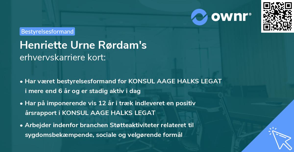 Henriette Urne Rørdam's erhvervskarriere kort