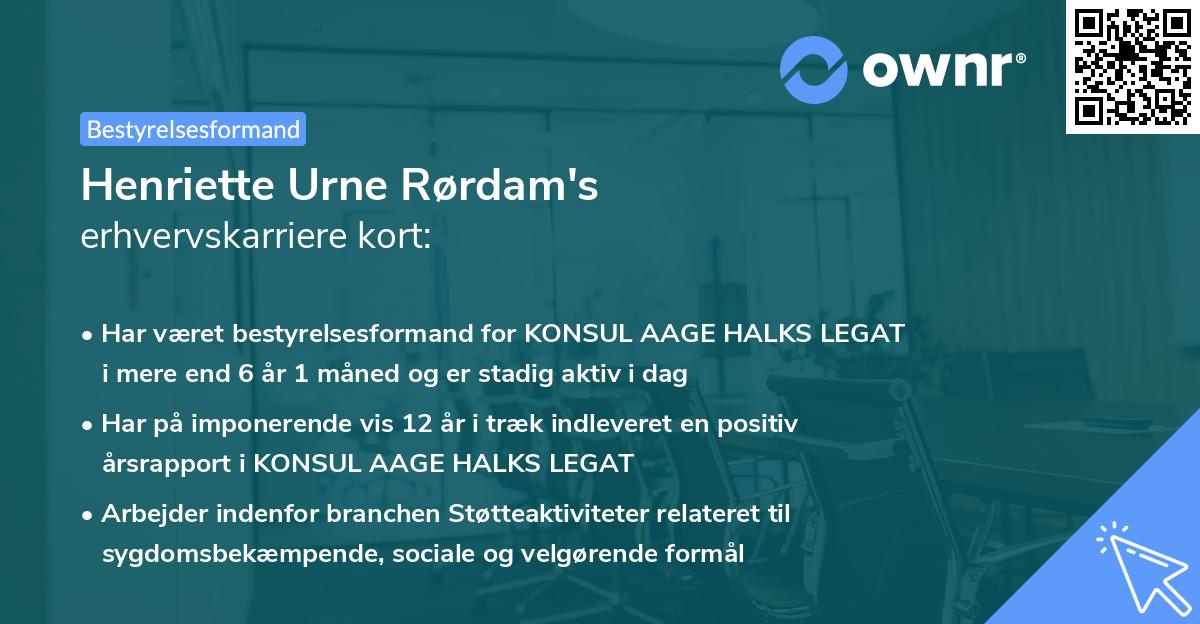 Henriette Urne Rørdam's erhvervskarriere kort