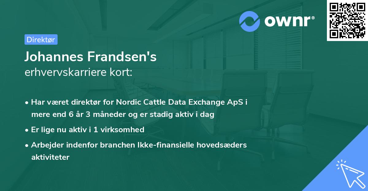 Johannes Frandsen's erhvervskarriere kort
