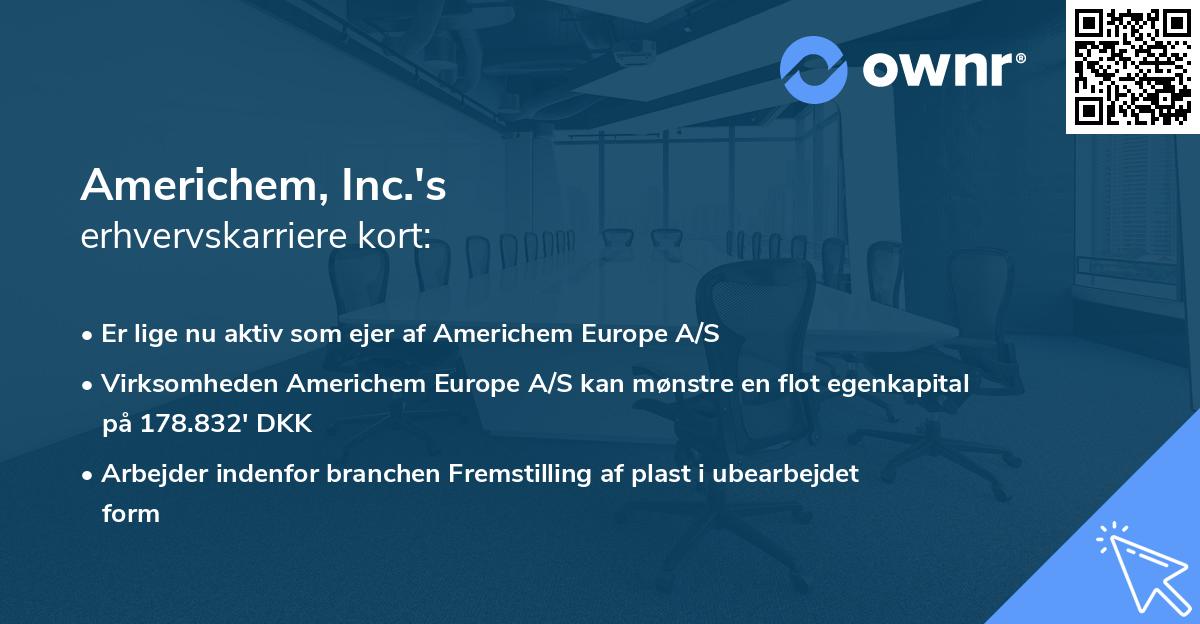 Americhem, Inc.'s erhvervskarriere kort