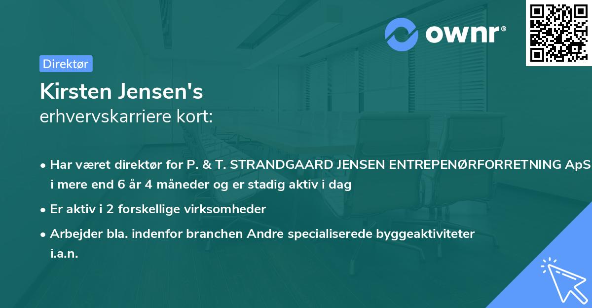 Kirsten Jensen's erhvervskarriere kort
