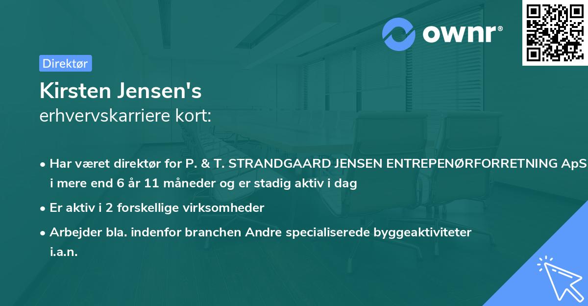 Kirsten Jensen's erhvervskarriere kort