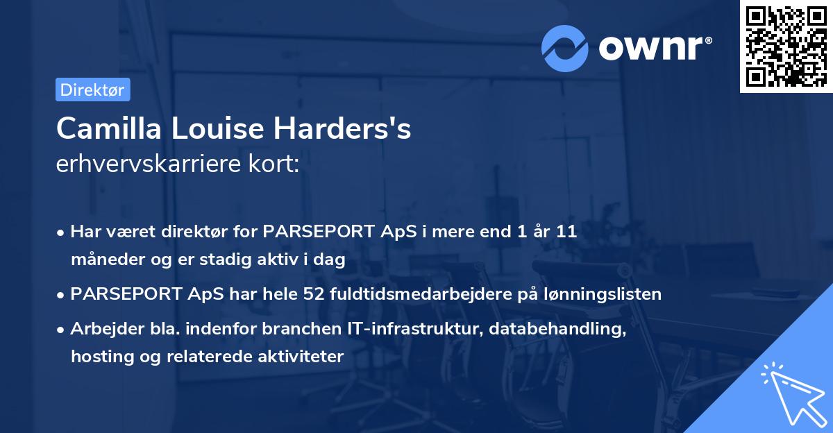 Camilla Louise Harders's erhvervskarriere kort