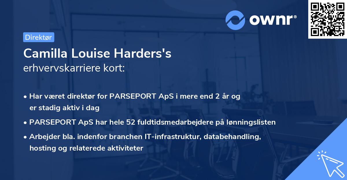 Camilla Louise Harders's erhvervskarriere kort