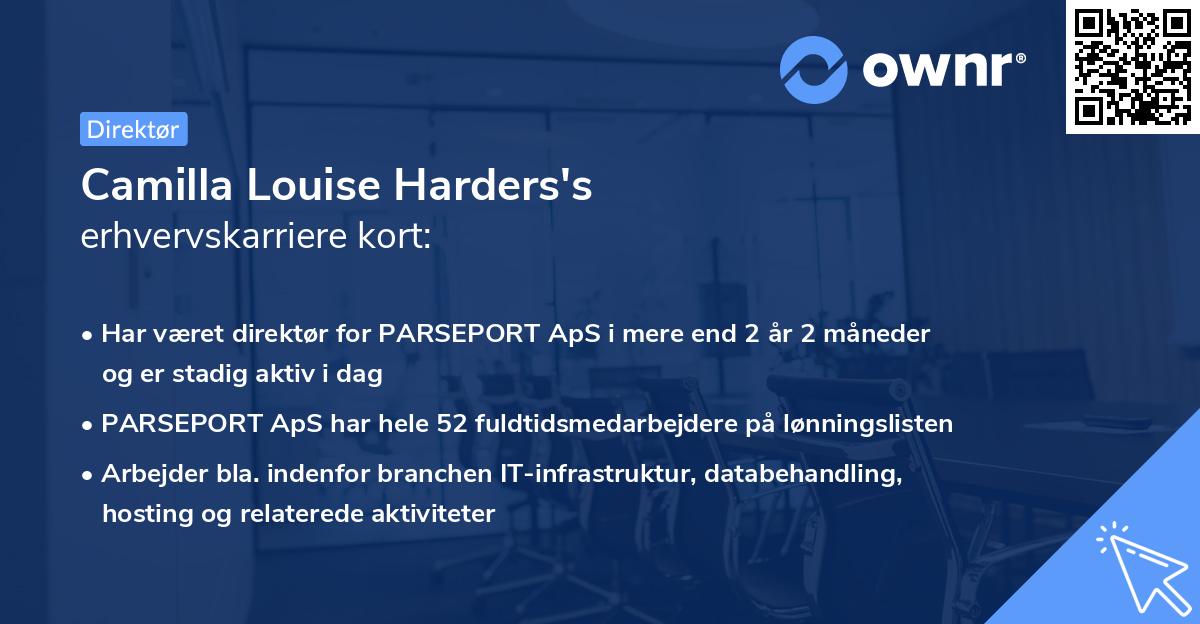 Camilla Louise Harders's erhvervskarriere kort