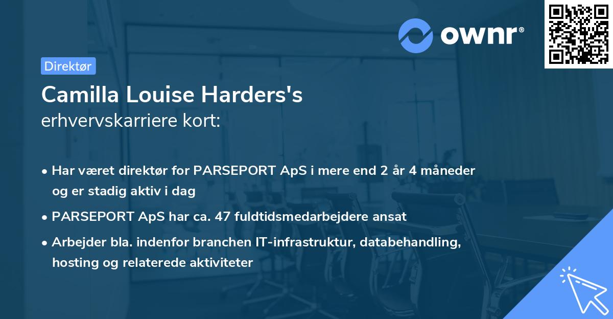 Camilla Louise Harders's erhvervskarriere kort