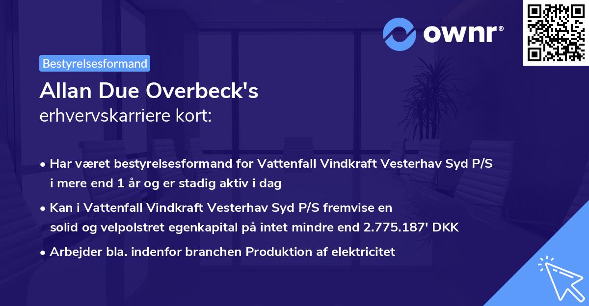 Allan Due Overbeck's erhvervskarriere kort