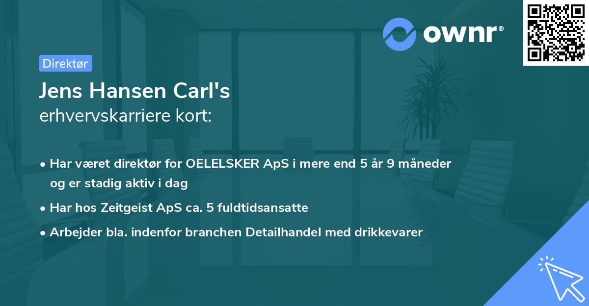 Jens Hansen Carl's erhvervskarriere kort