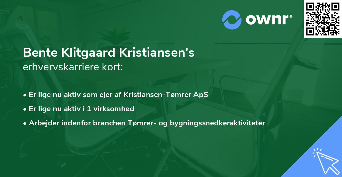 Bente Klitgaard Kristiansen's erhvervskarriere kort