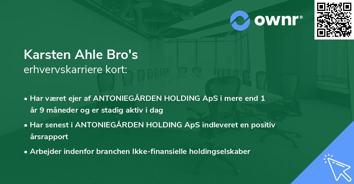 Karsten Ahle Bro's erhvervskarriere kort