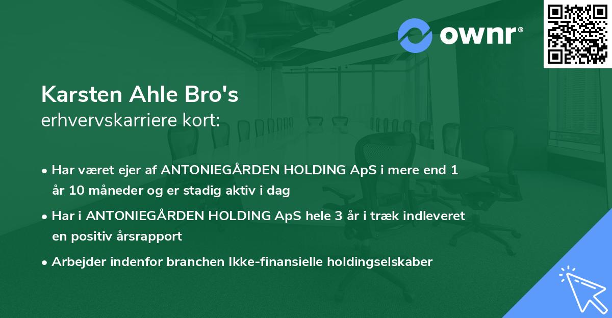 Karsten Ahle Bro's erhvervskarriere kort