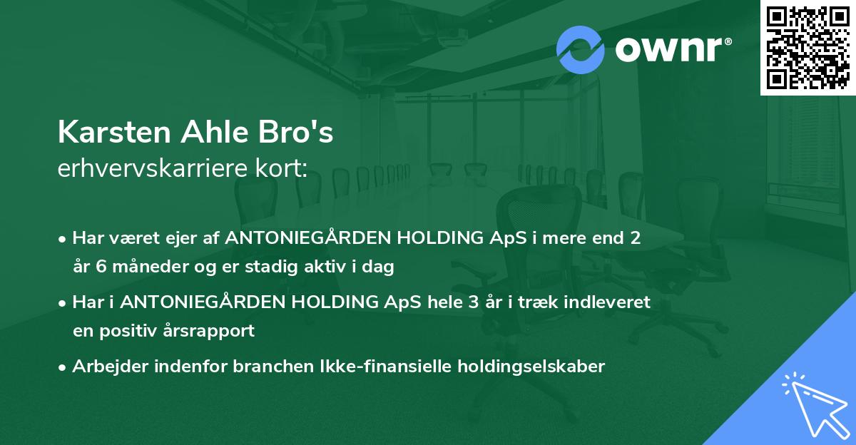 Karsten Ahle Bro's erhvervskarriere kort