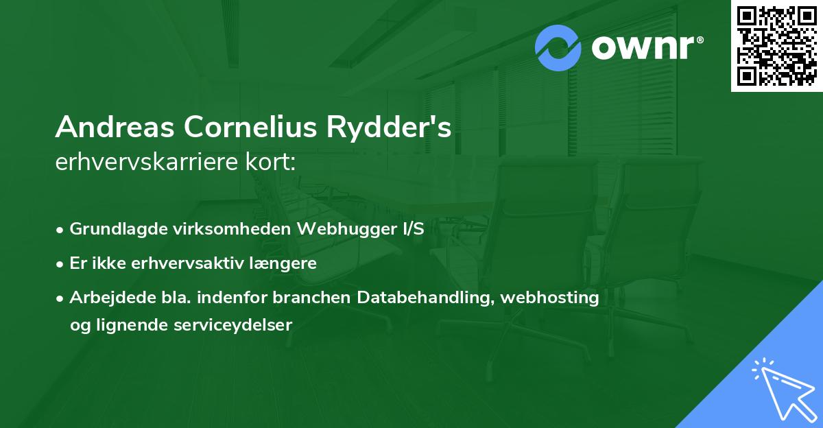 Andreas Cornelius Rydder's erhvervskarriere kort