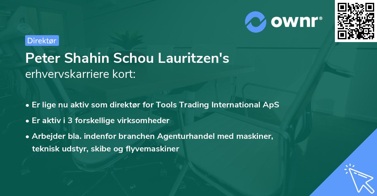 Peter Shahin Schou Lauritzen's erhvervskarriere kort