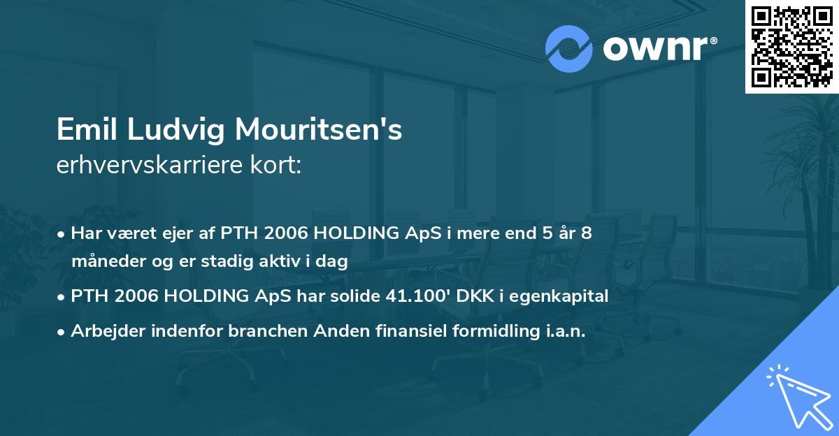 Emil Ludvig Mouritsen's erhvervskarriere kort