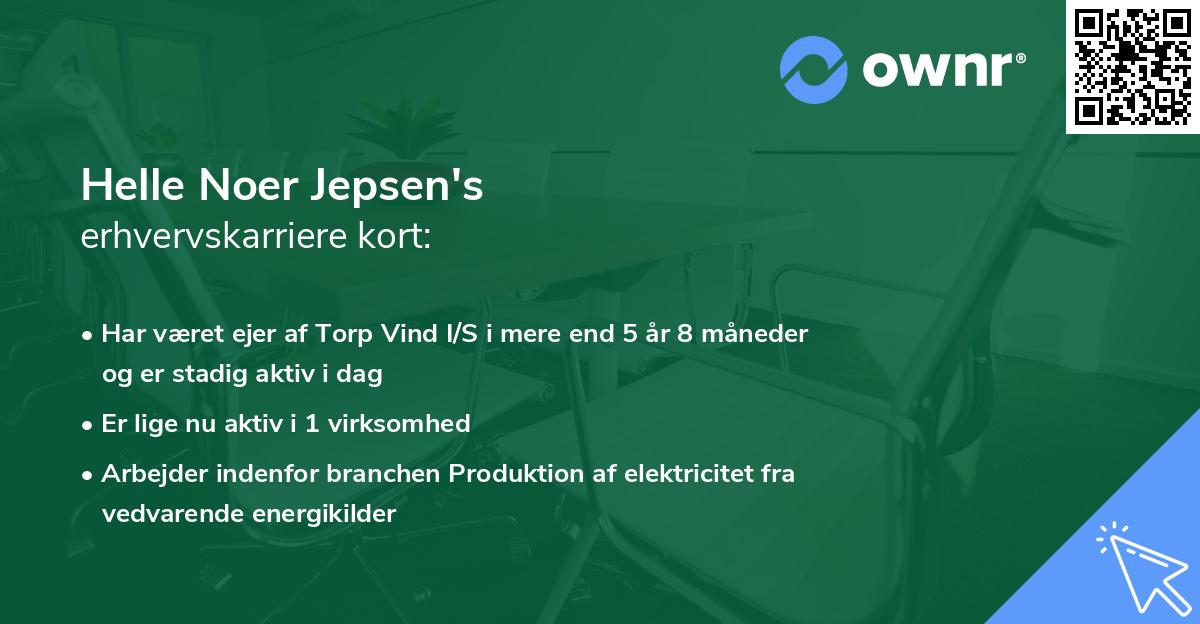 Helle Noer Jepsen's erhvervskarriere kort