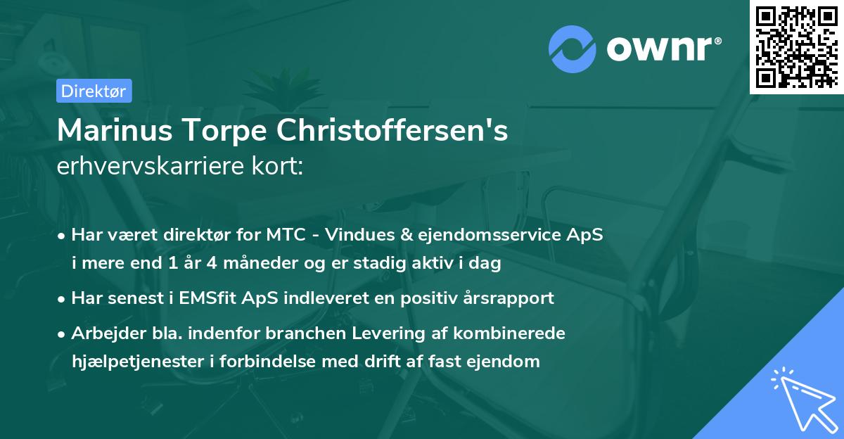 Marinus Torpe Christoffersen's erhvervskarriere kort