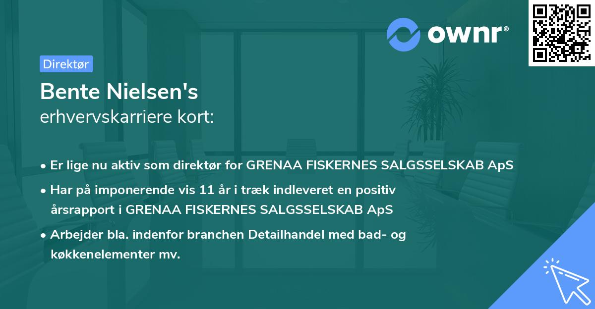 Bente Nielsen's erhvervskarriere kort