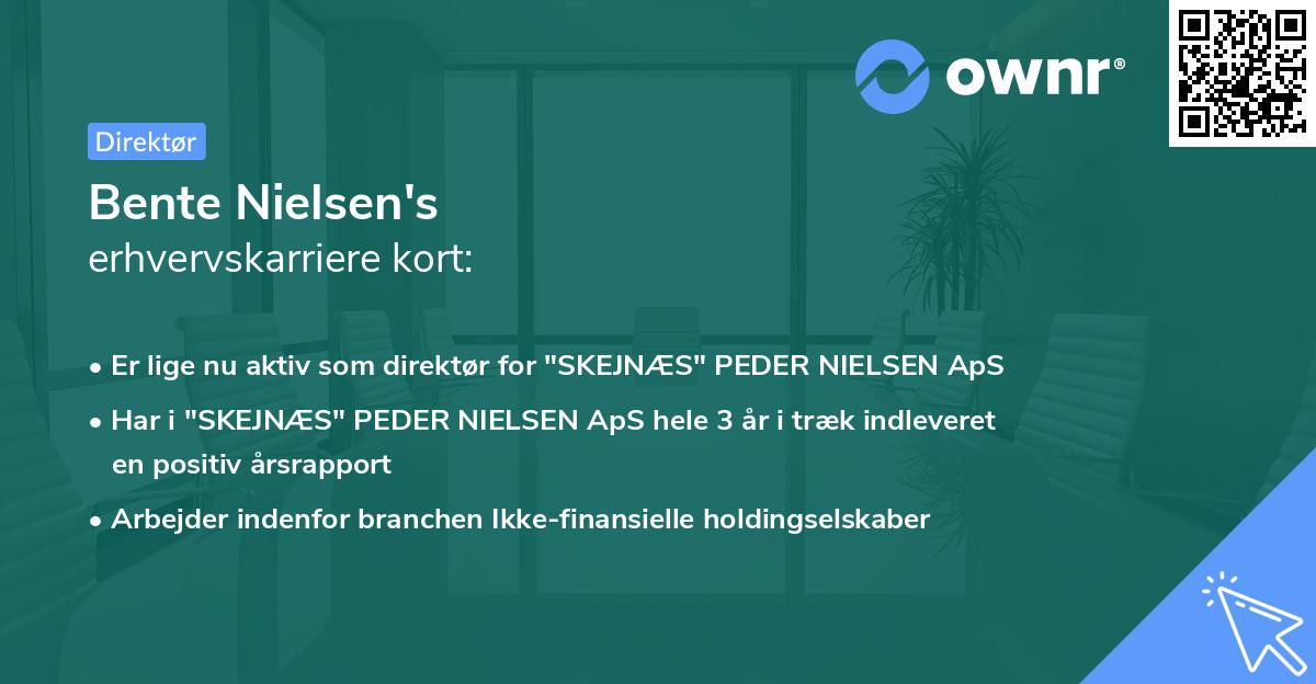 Bente Nielsen's erhvervskarriere kort