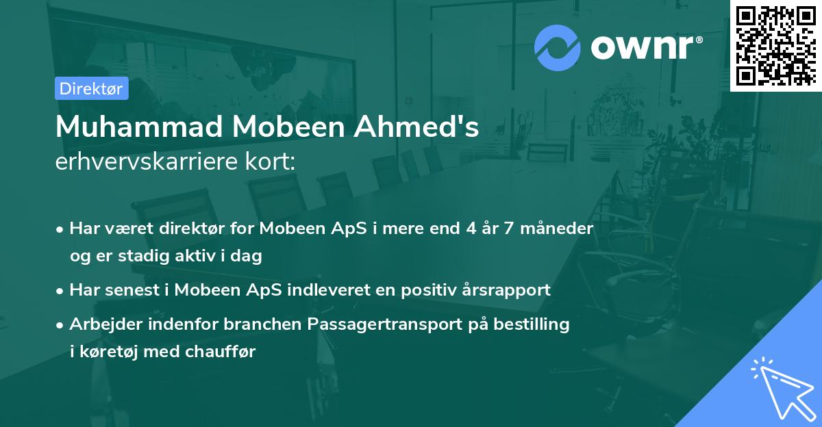 Muhammad Mobeen Ahmed's erhvervskarriere kort
