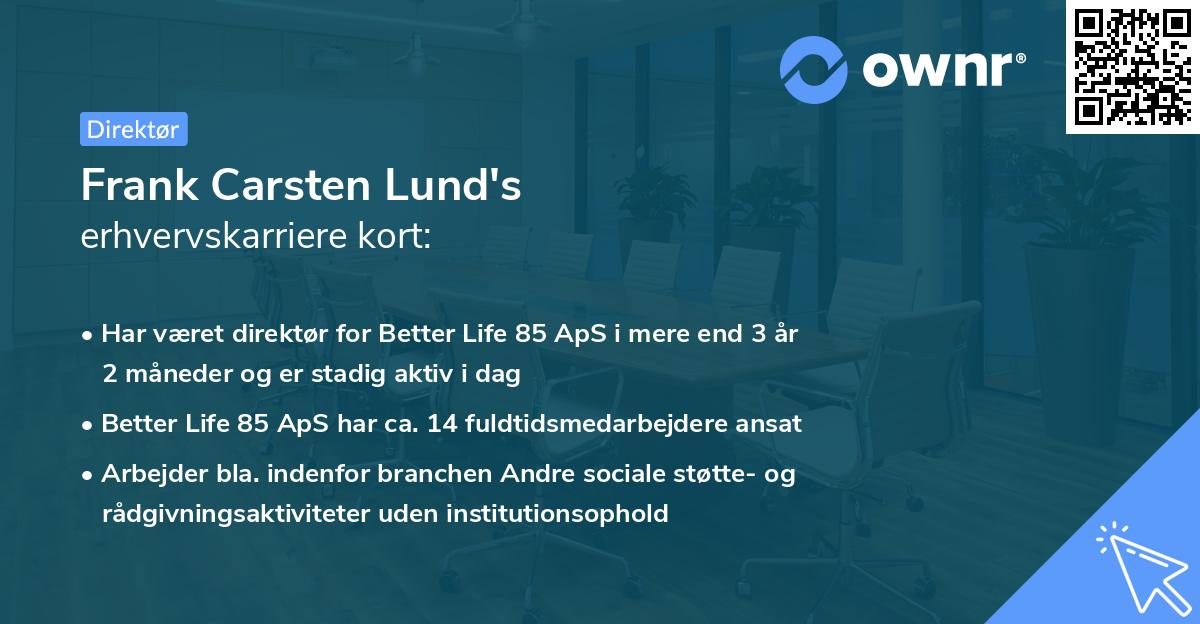 Frank Carsten Lund's erhvervskarriere kort