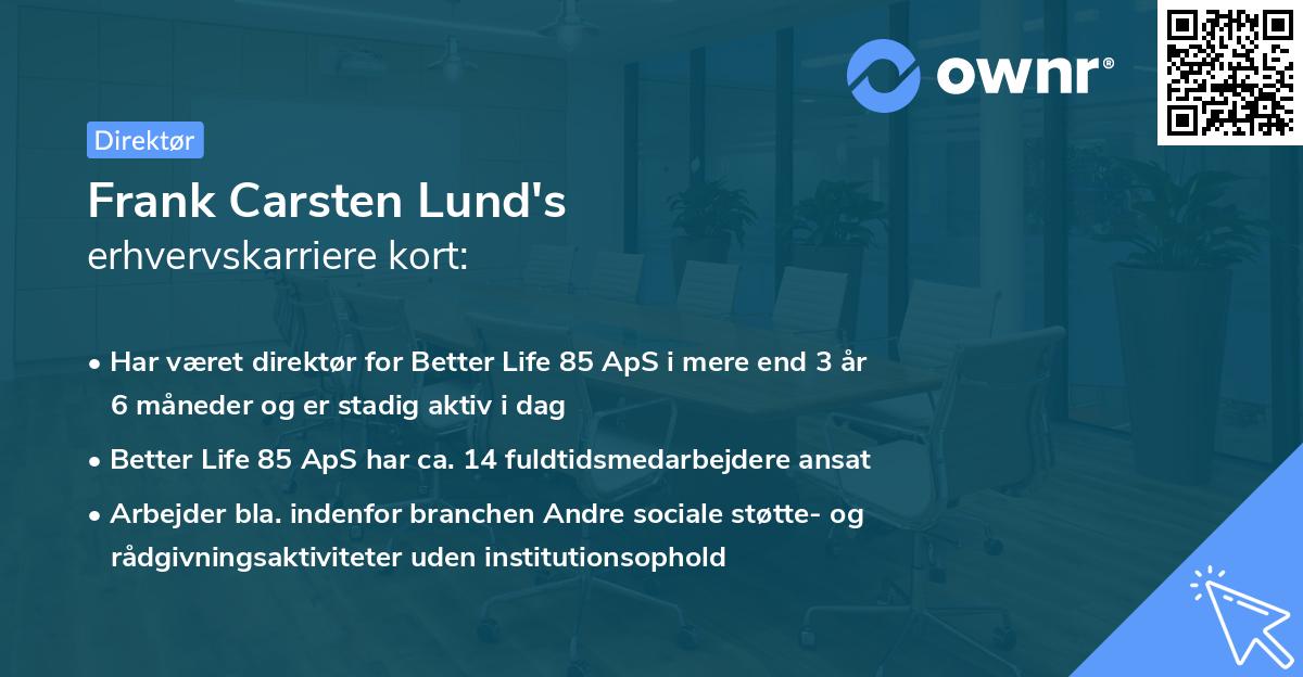 Frank Carsten Lund's erhvervskarriere kort