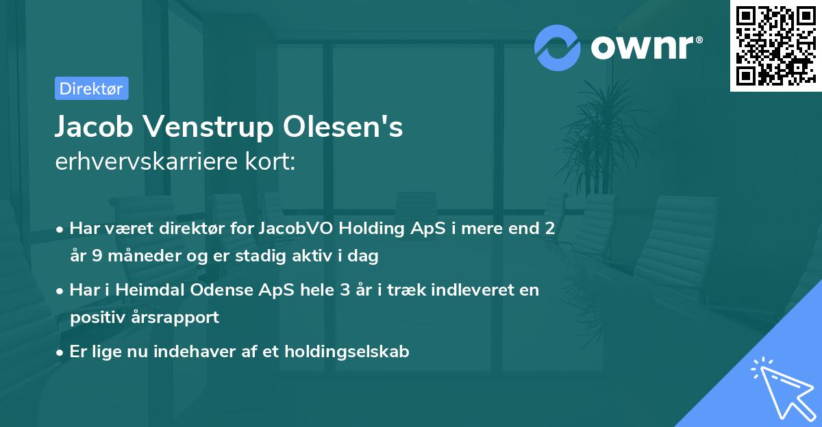 Jacob Venstrup Olesen's erhvervskarriere kort