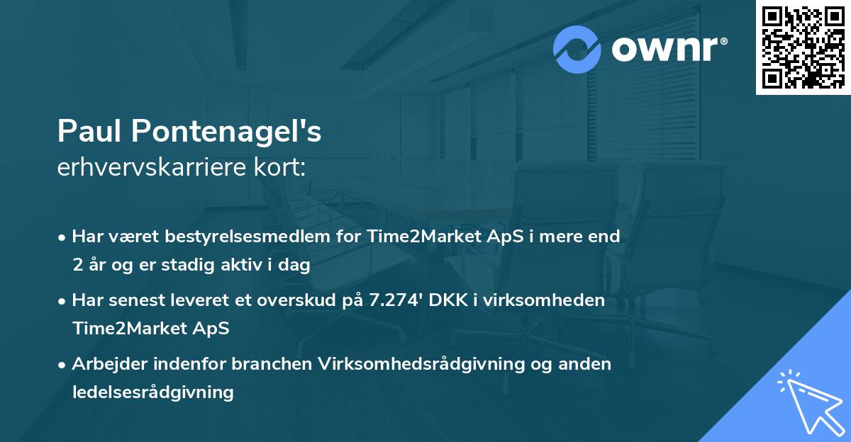Paul Pontenagel's erhvervskarriere kort