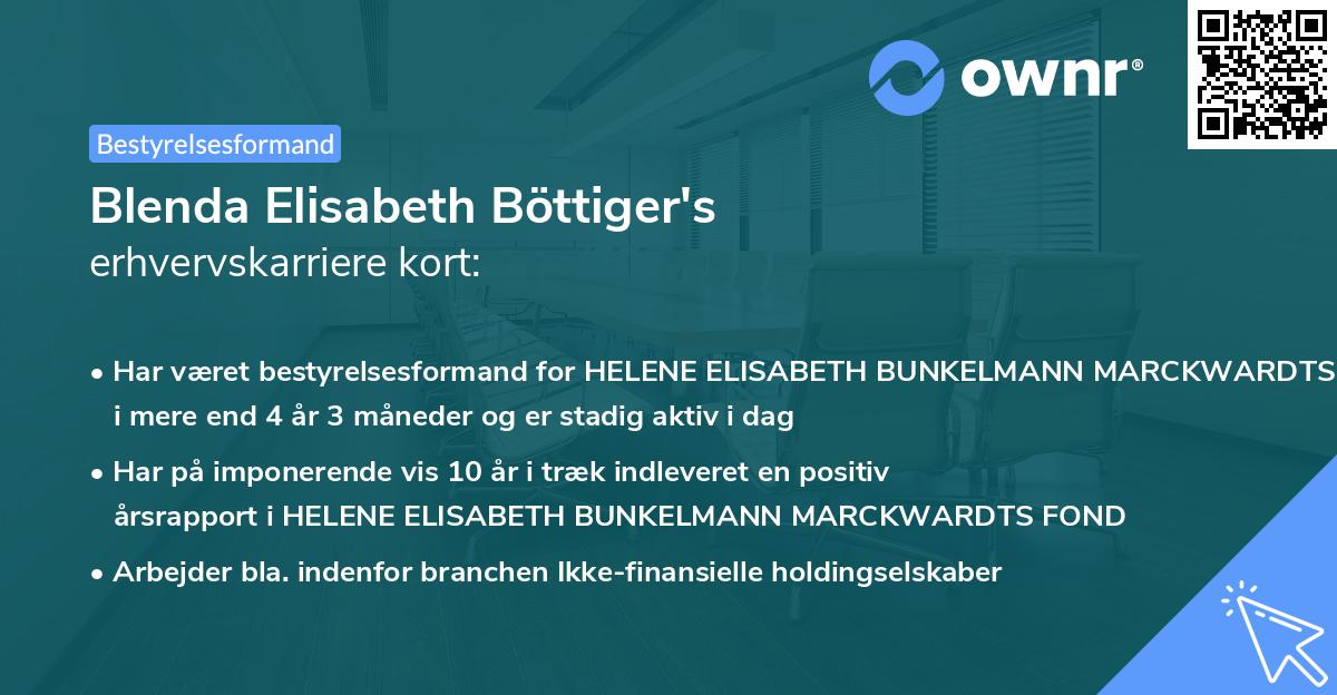 Blenda Elisabeth Böttiger's erhvervskarriere kort