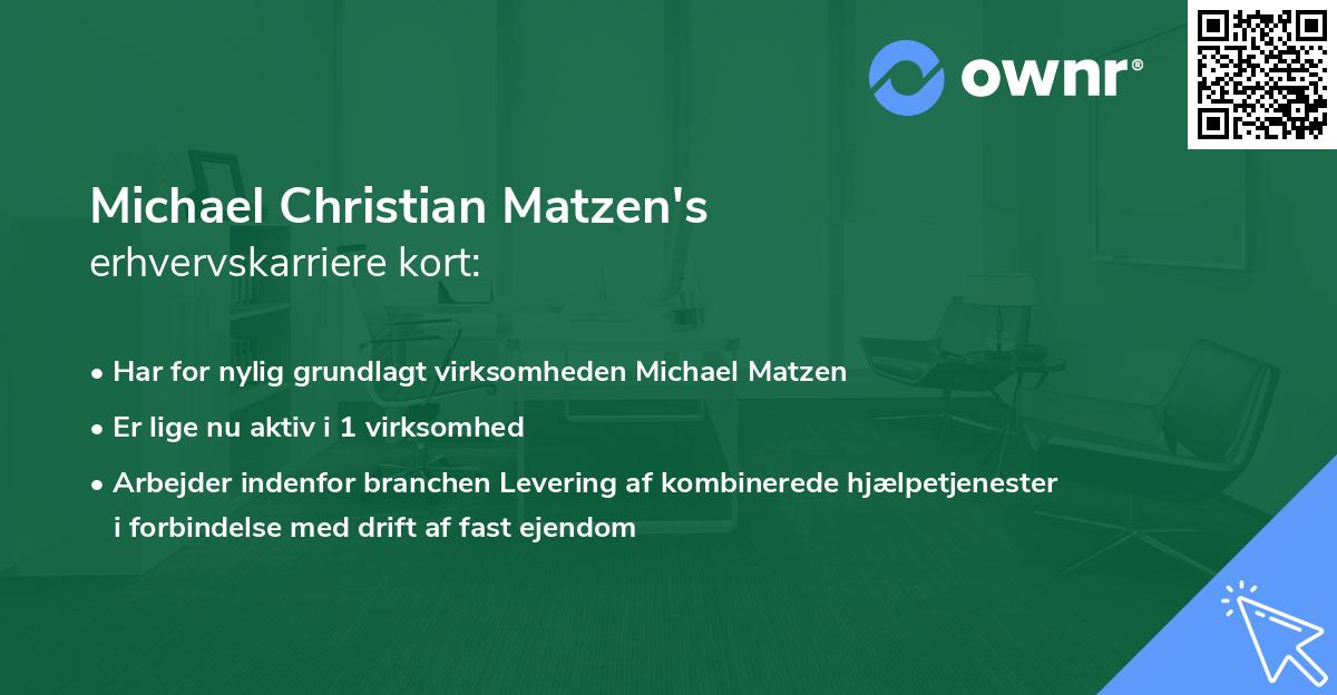 Michael Christian Matzen's erhvervskarriere kort