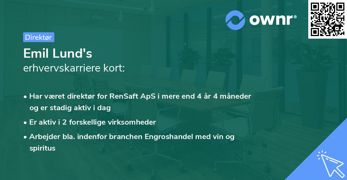 Emil Lund's erhvervskarriere kort